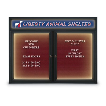 United Visual Products Indoor Enclosed Combo Board, 42"x32", Gold Frame/Blue & Burgundy UVCB4232G-BLUE-DBURGU